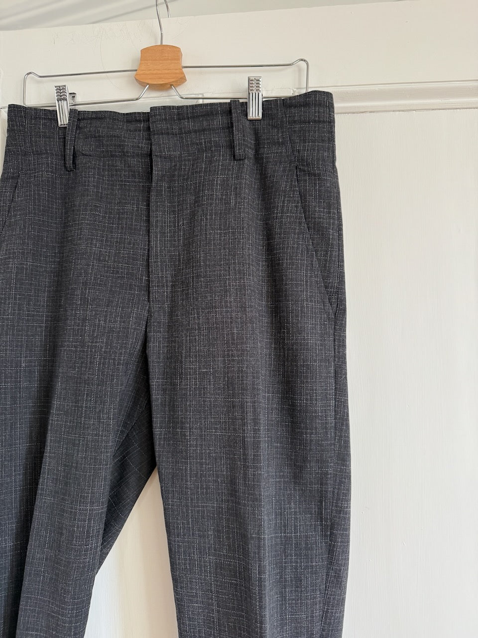 Isabel Marant Etoile charcoal grey checked wool blend 'Noah' trousers Palace of Nowhere