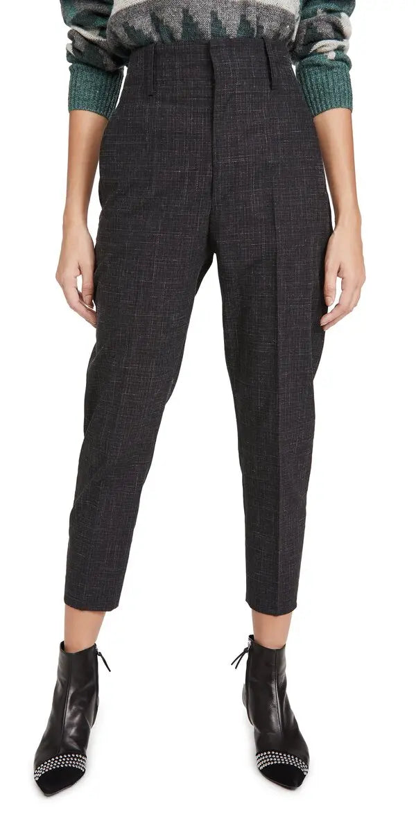 Isabel Marant Etoile charcoal grey checked wool blend 'Noah' trousers Palace of Nowhere