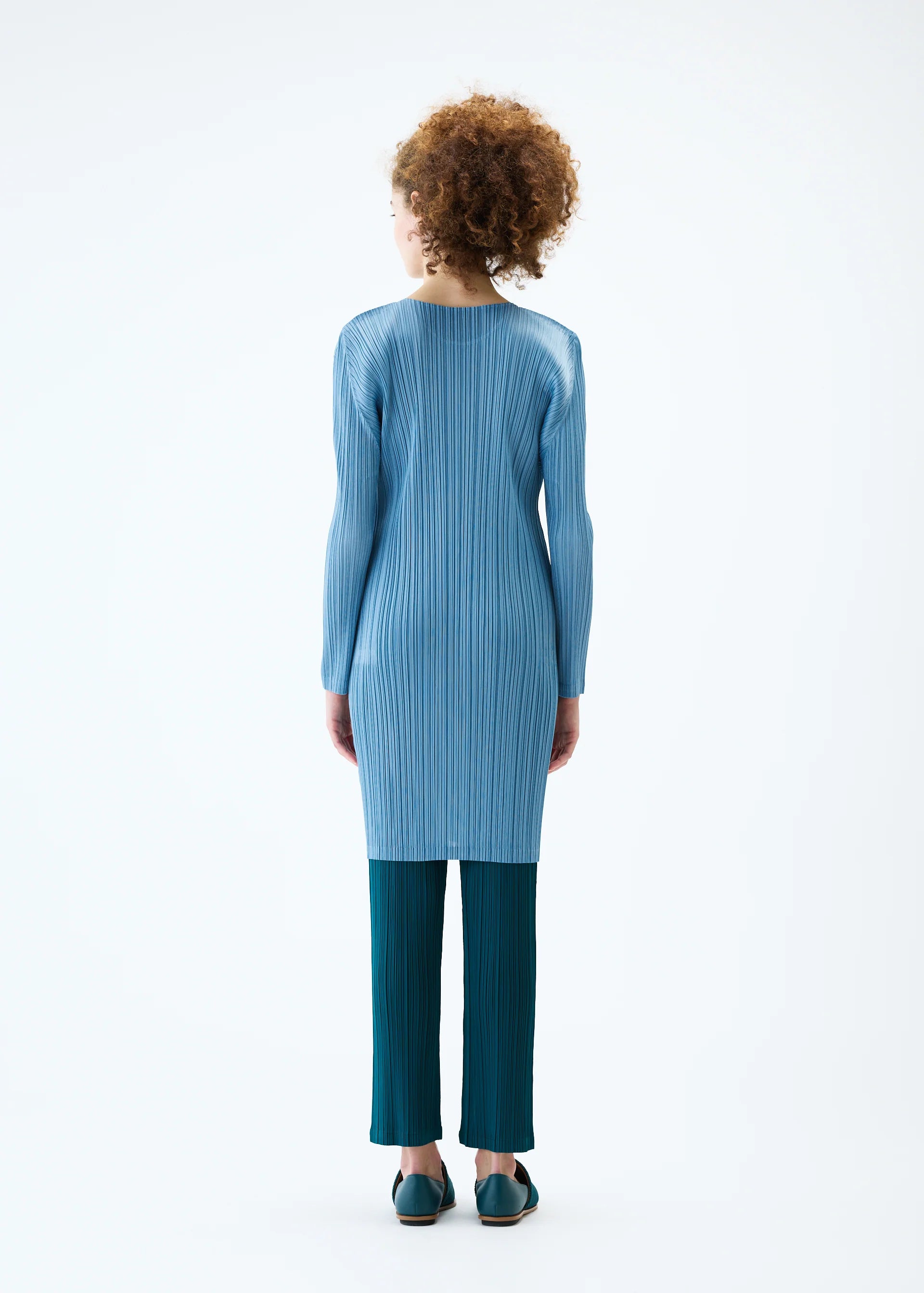 Issey Miyake Pleats Please light blue tunic top mini dress at Palace of Nowhere