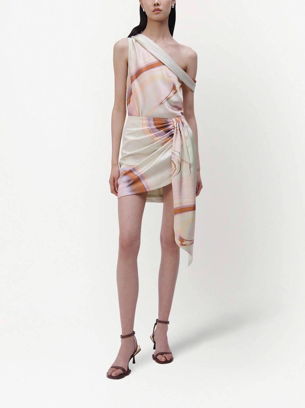 Jonathan Simkhai 'Mae' marbled satin draped mini skirt Palace of Nowhere
