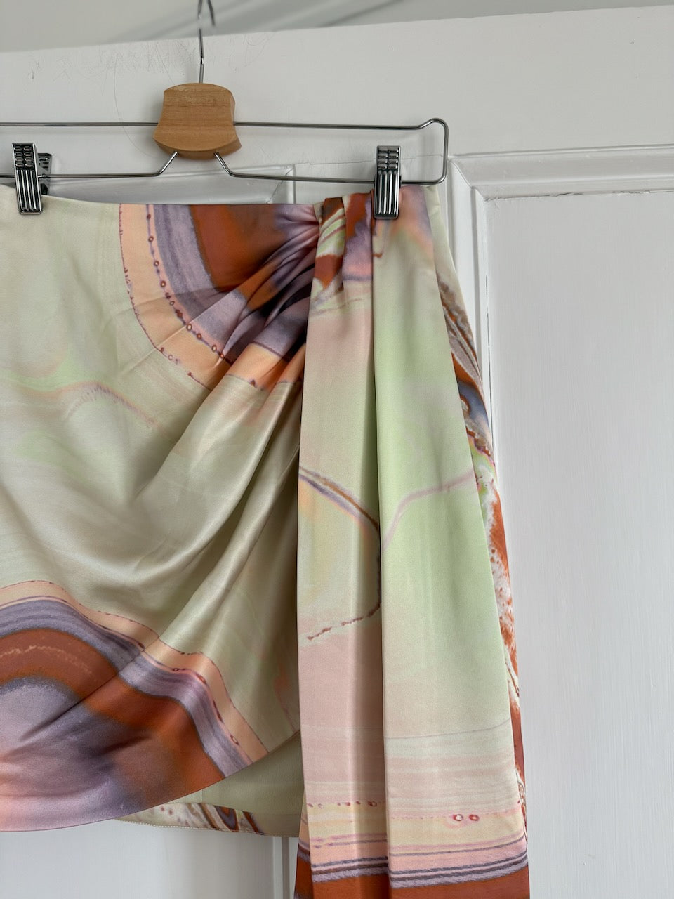 Jonathan Simkhai 'Mae' marbled satin draped mini skirt Palace of Nowhere