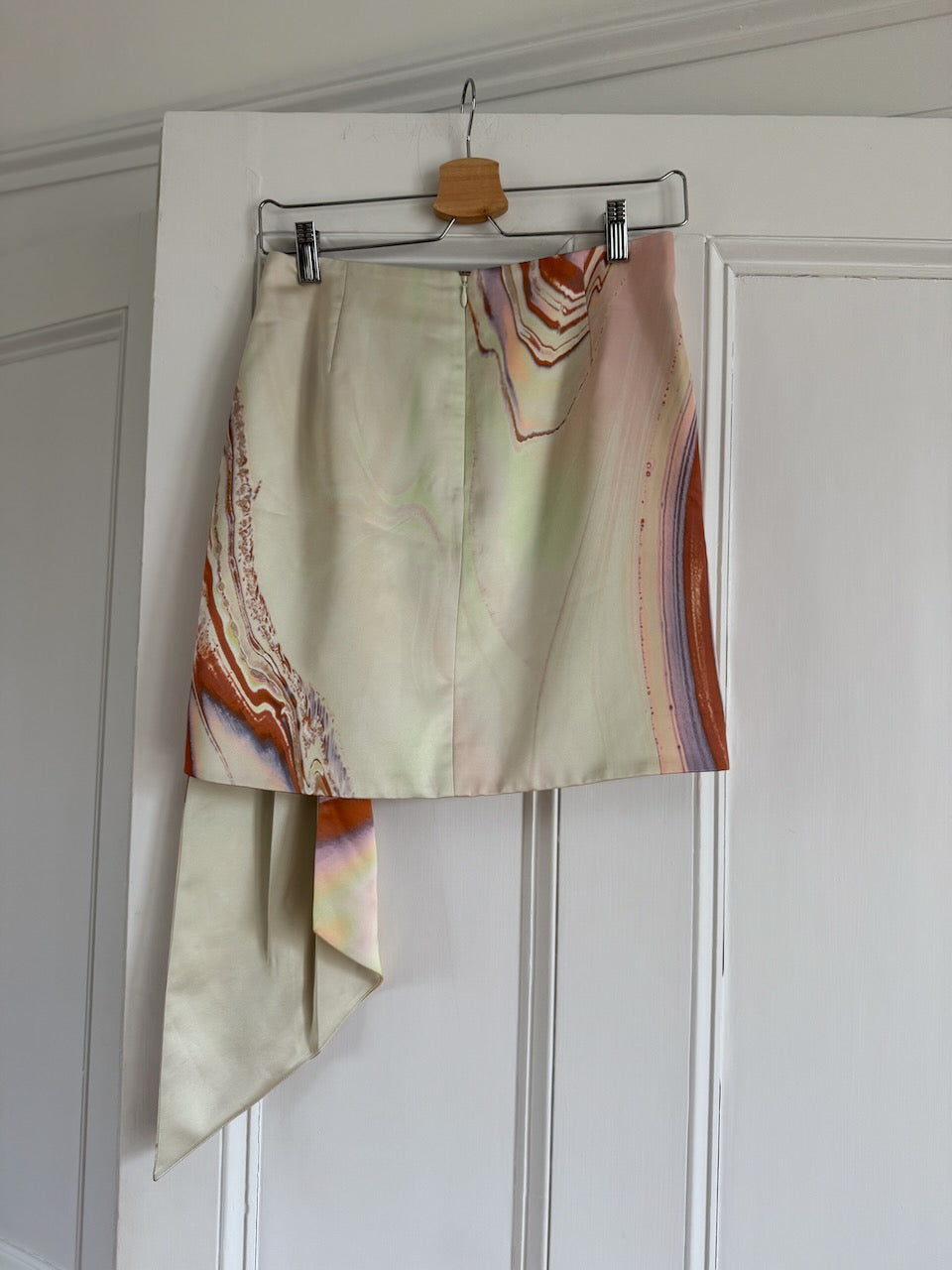 Jonathan Simkhai 'Mae' marbled satin draped mini skirt Palace of Nowhere