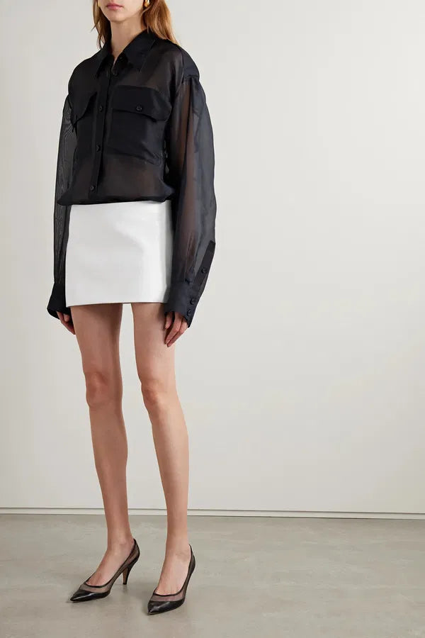 Khaite white leather 'Jett' mini skirt Palace of Nowhere