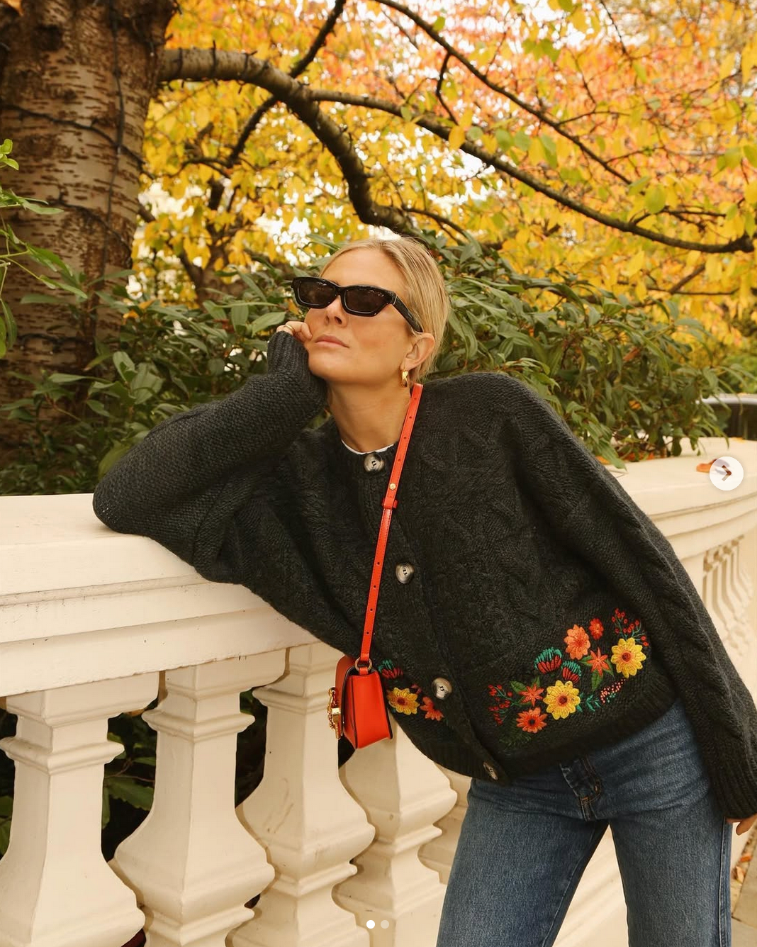 Leandra Medine x Mango embroidered chunky knit cardigan Palace of Nowhere