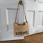 Loewe braided straw & leather tote bag