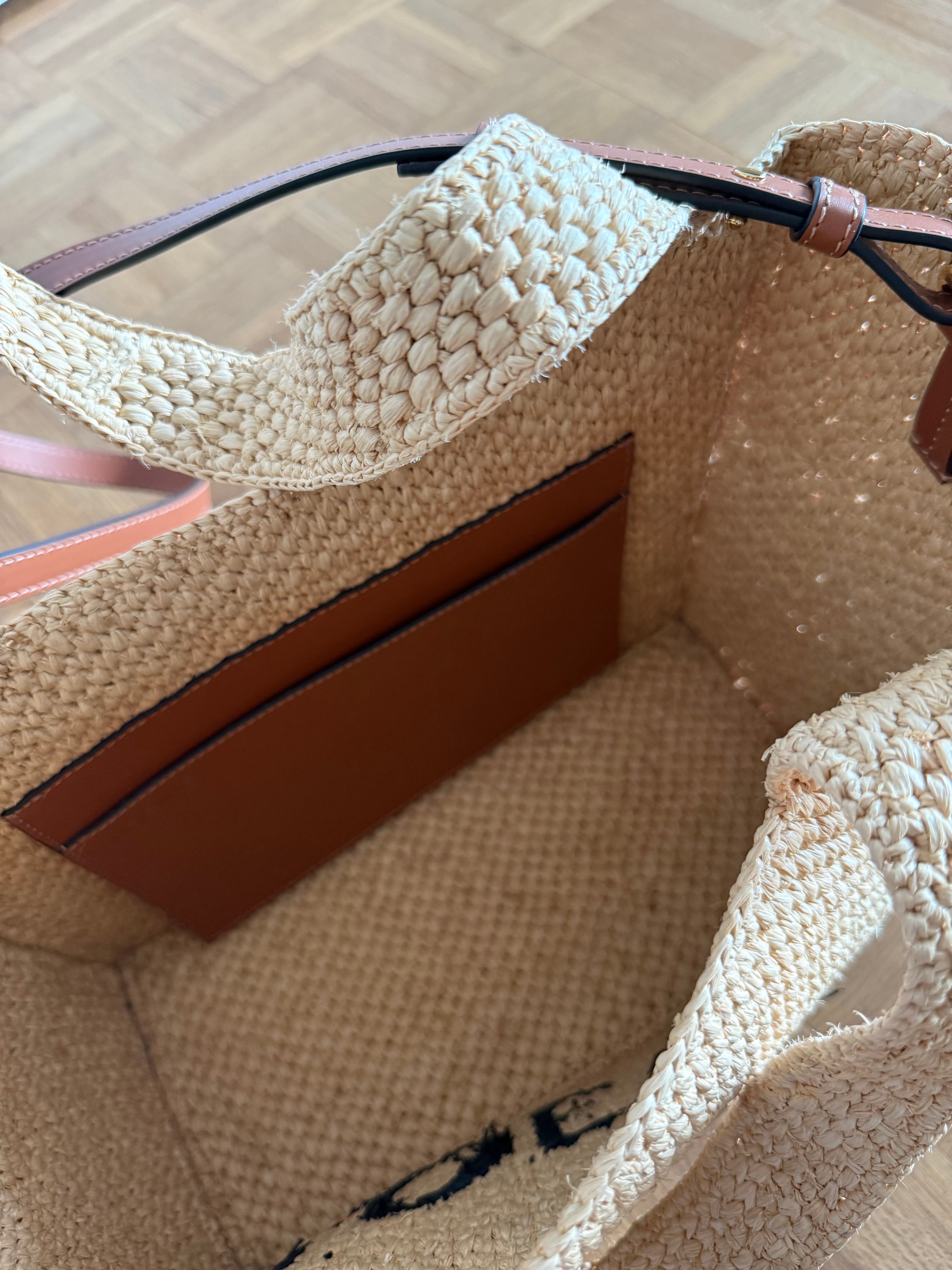 Loewe braided straw & leather tote bag