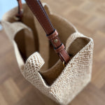 Loewe braided straw & leather tote bag