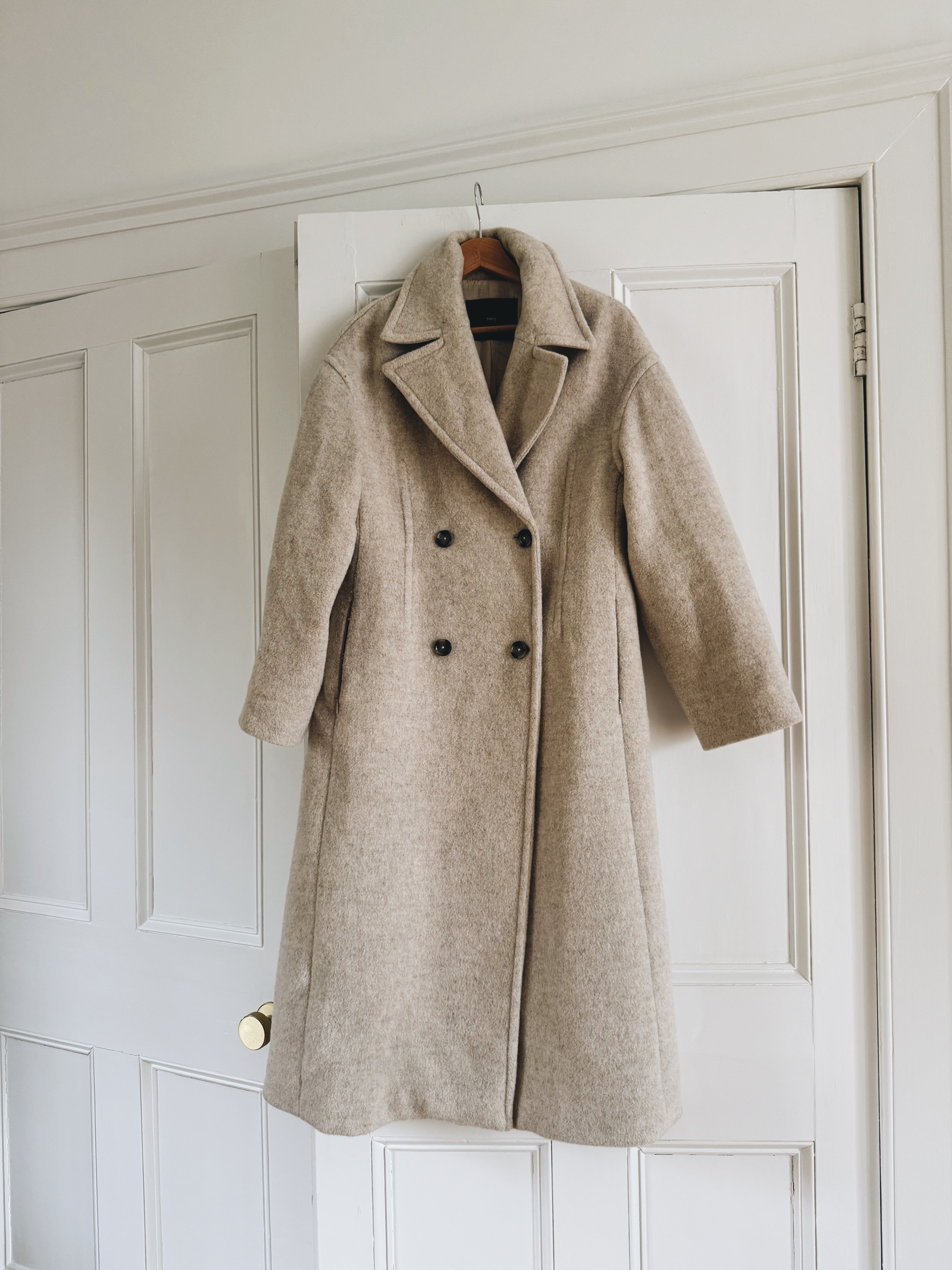 Mango oatmeal wool blend double breasted coat at Palace of Nowhere