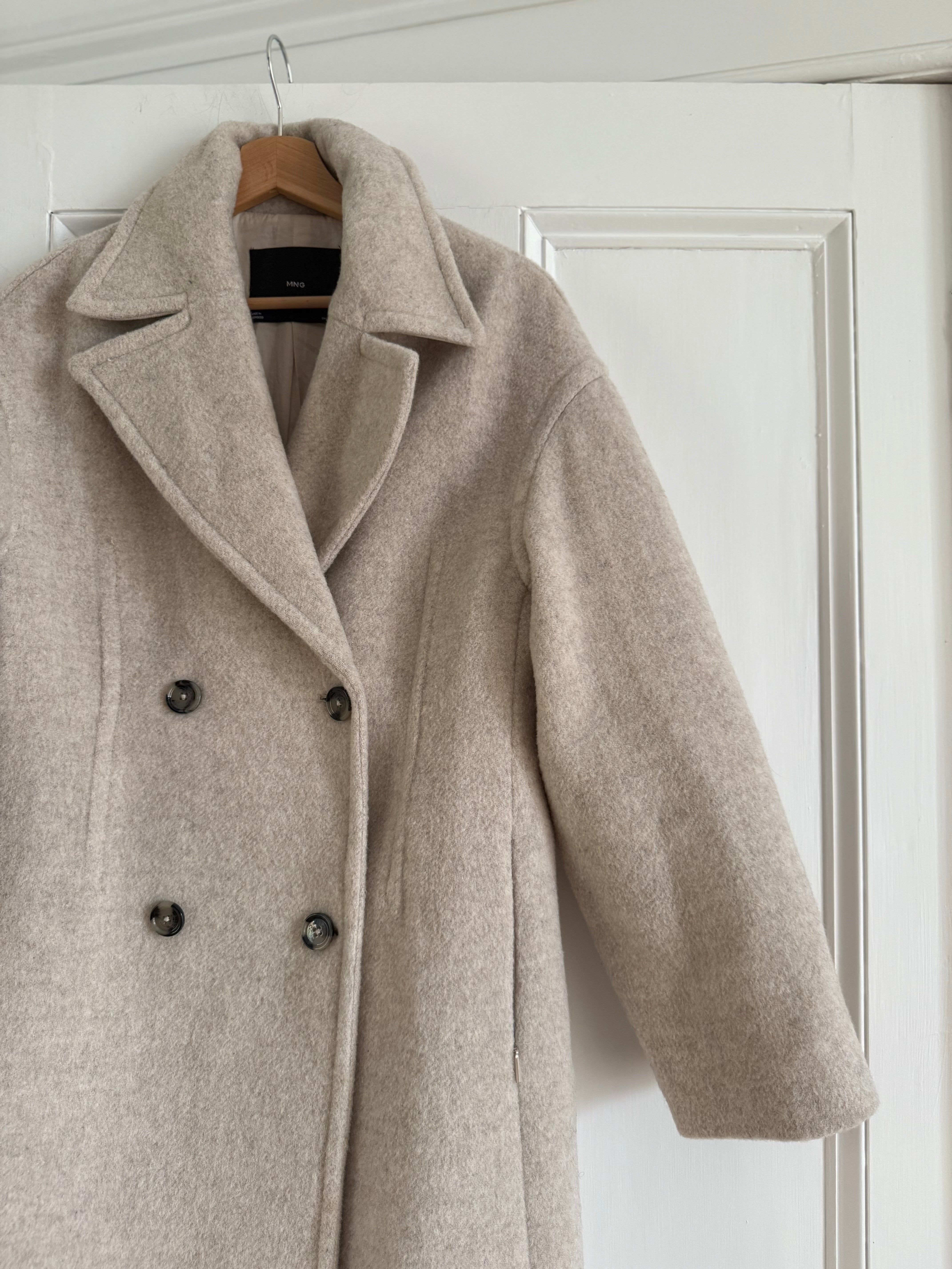 Mango oatmeal wool blend double breasted coat at Palace of Nowhere