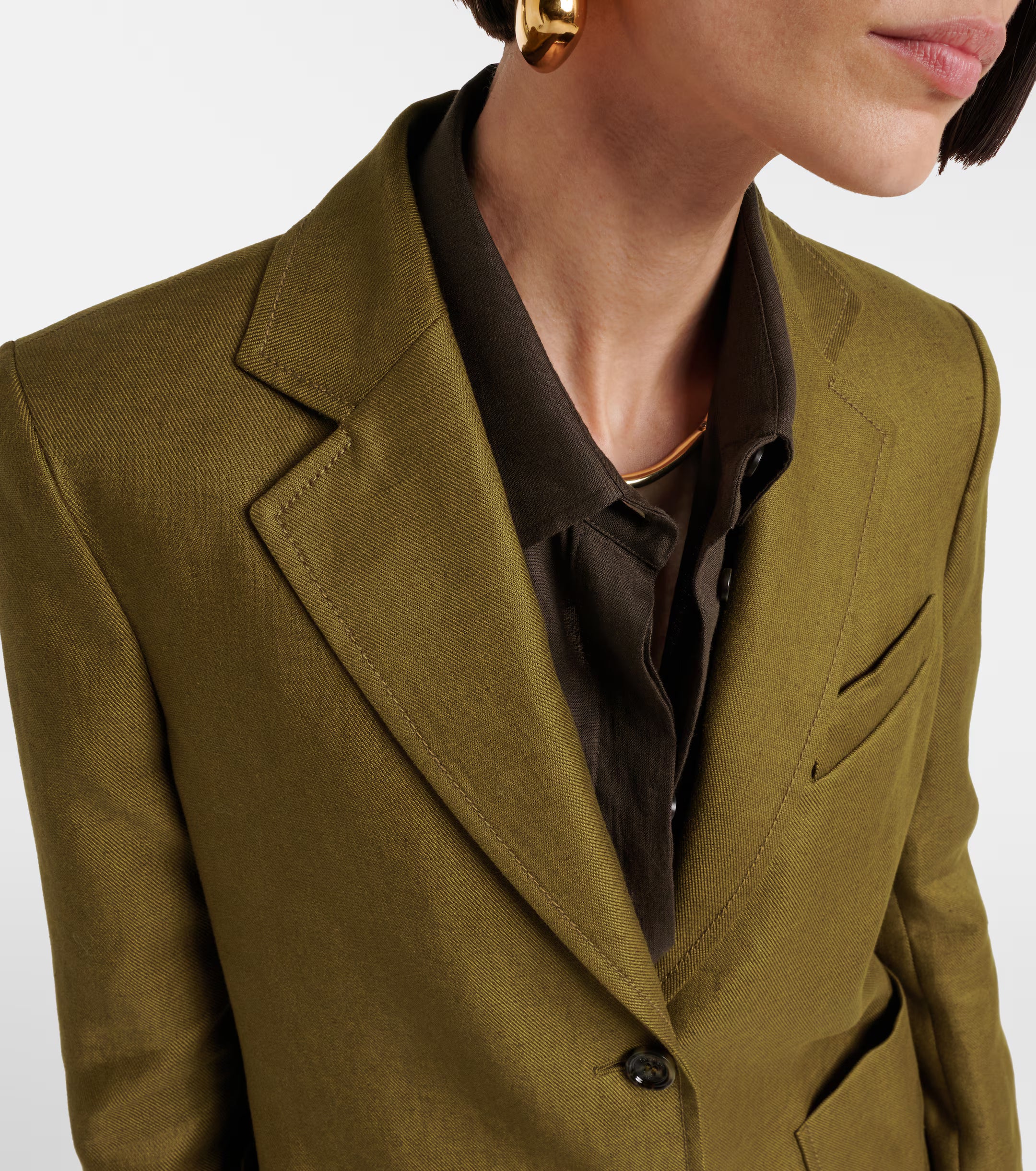 Max Mara Guglia khaki green linen blazer at Palace of Nowhere