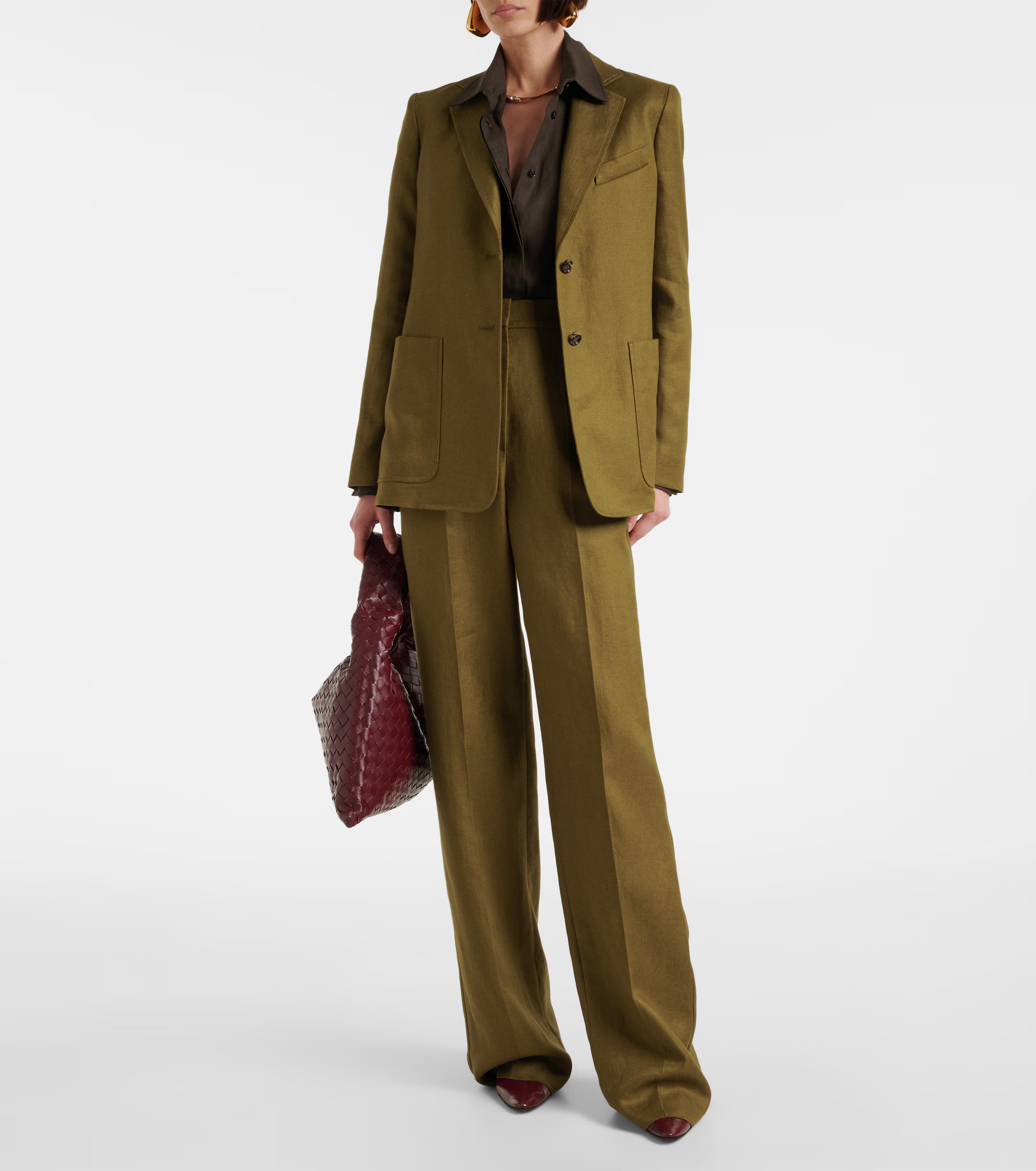 Max Mara Guglia khaki green linen blazer at Palace of Nowhere