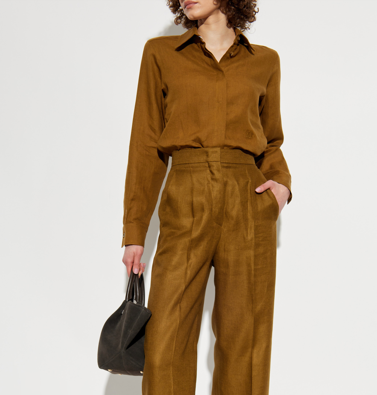 Max Mara khaki brown linen shirt at Palace of Nowhere