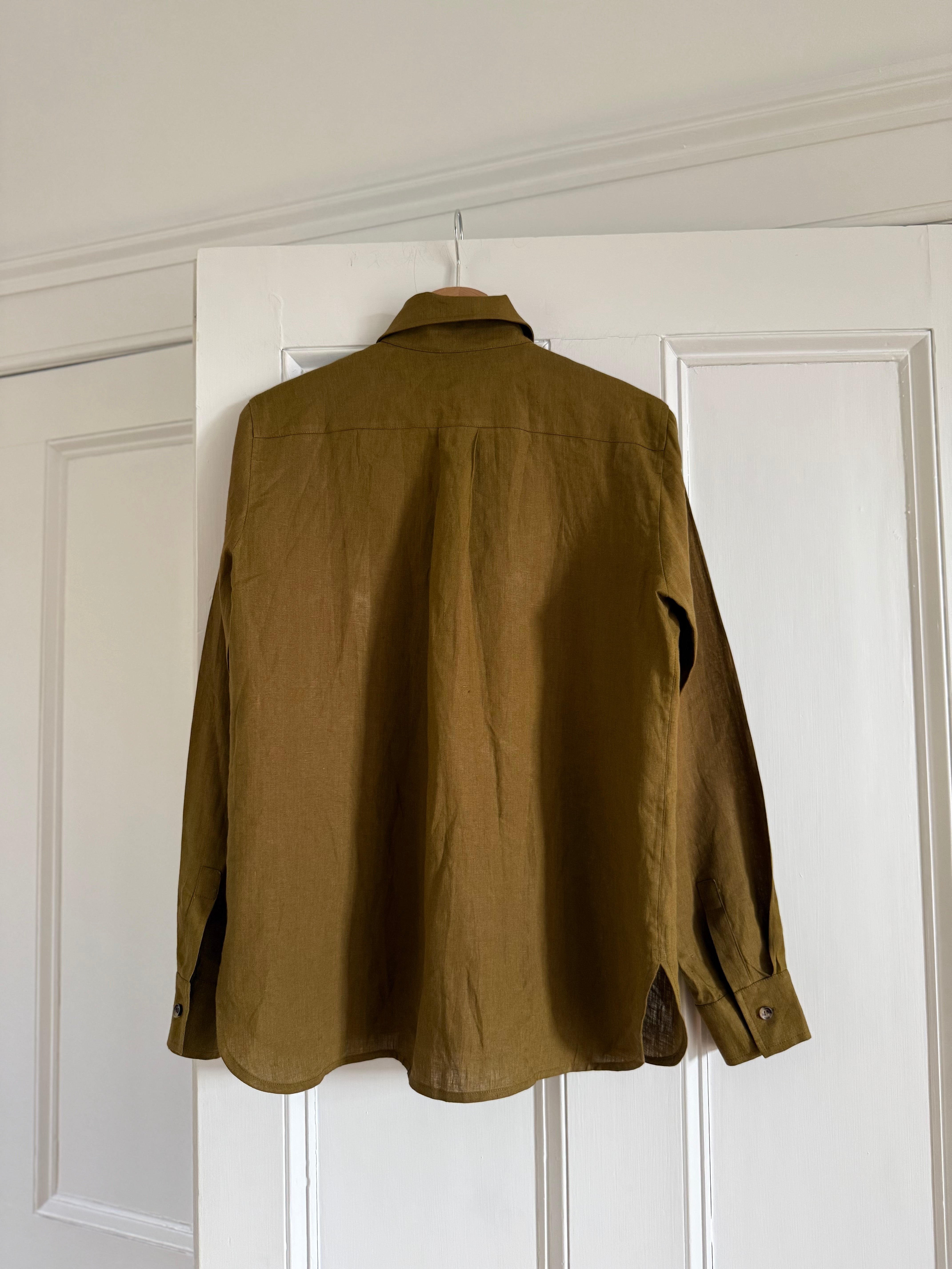 Max Mara khaki brown linen shirt at Palace of Nowhere