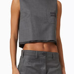 Miu Miu Grisaille logo embroidered sleeveless top Palace of Nowhere