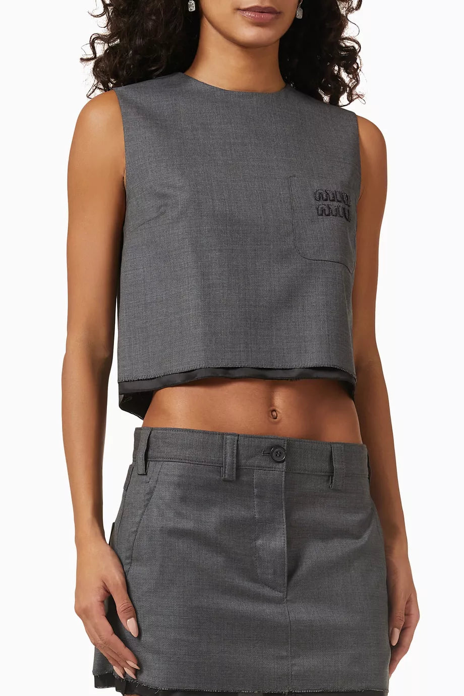 Miu Miu Grisaille logo embroidered sleeveless top Palace of Nowhere