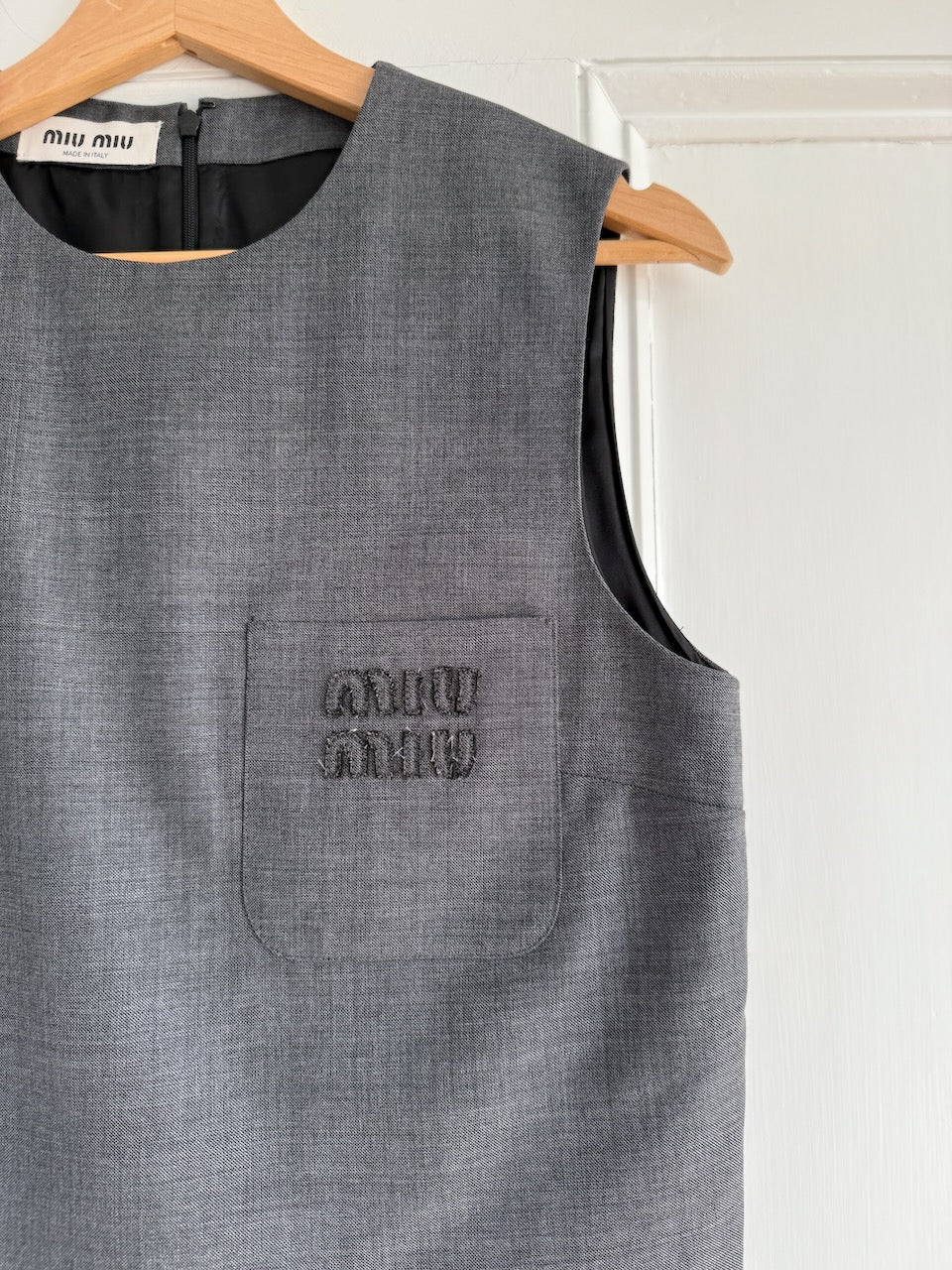 Miu Miu Grisaille logo embroidered sleeveless top Palace of Nowhere