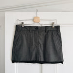 Miu Miu Grisaille logo grey virgin wool skirt Palace of Nowhere