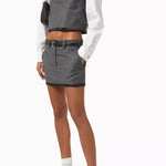 Miu Miu Grisaille logo grey virgin wool skirt Palace of Nowhere