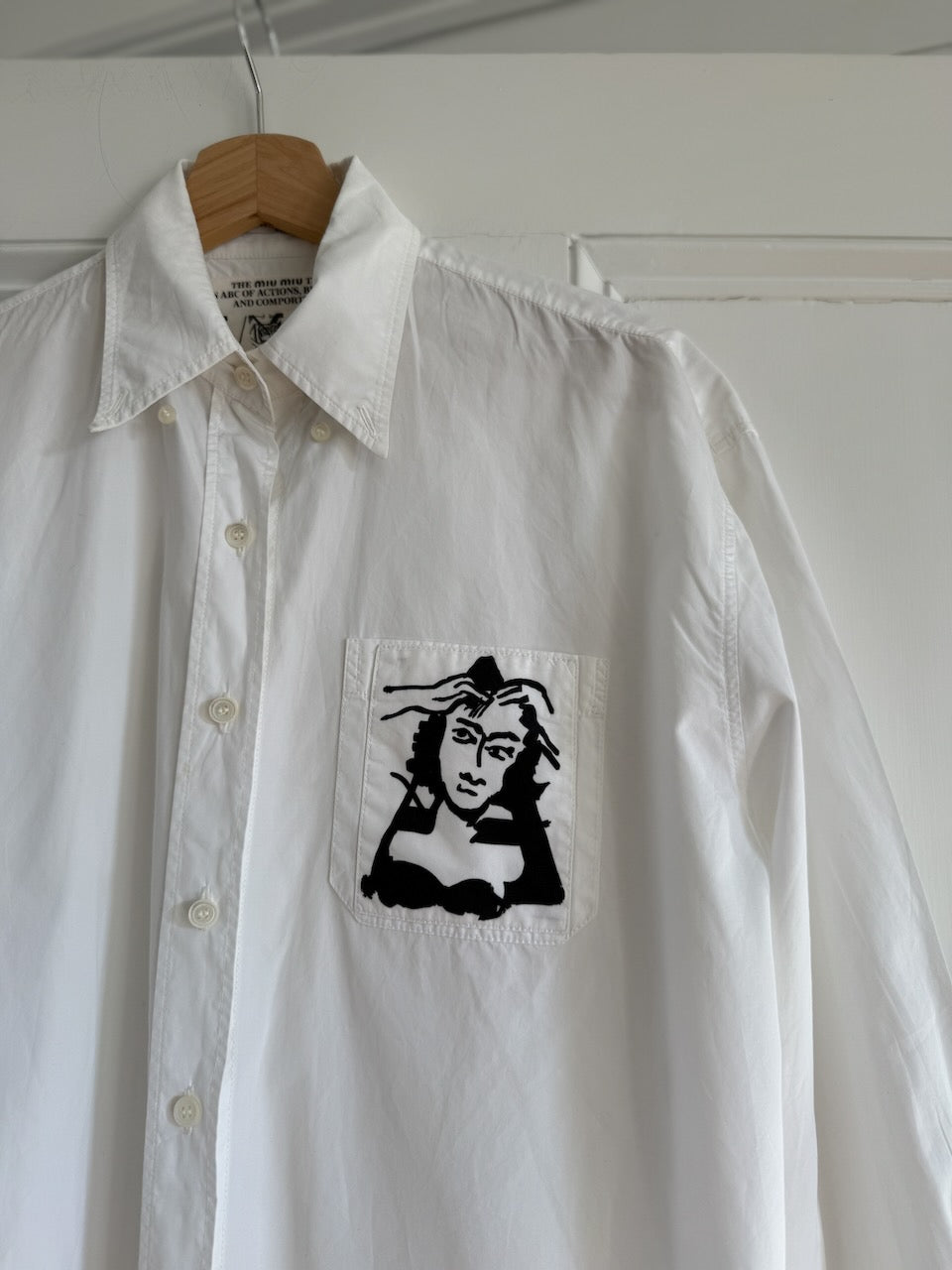 Miu Miu SS18 graphic alphabet motif white cotton shirt Palace of Nowhere
