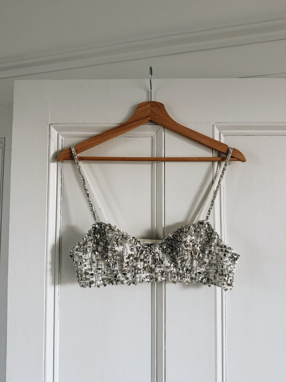 Miu Miu rhinestone embroidered silk bra top Palace of Nowhere