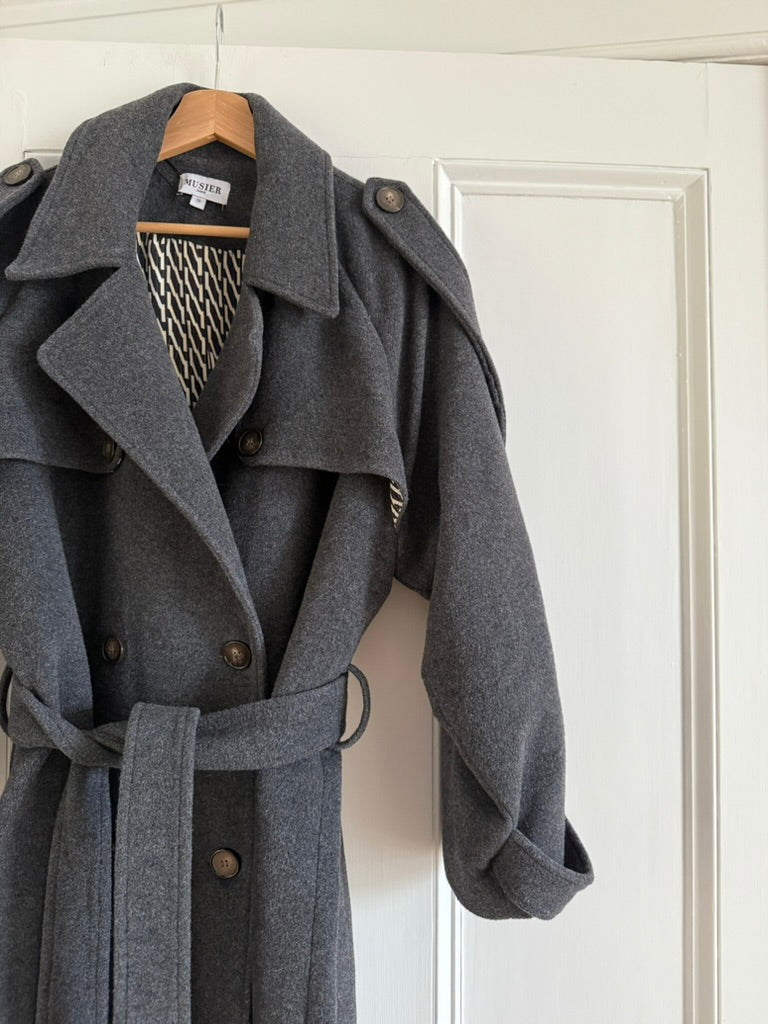 Musier Paris Gia wool blend long belted coat - shop at Palace of Nowhere