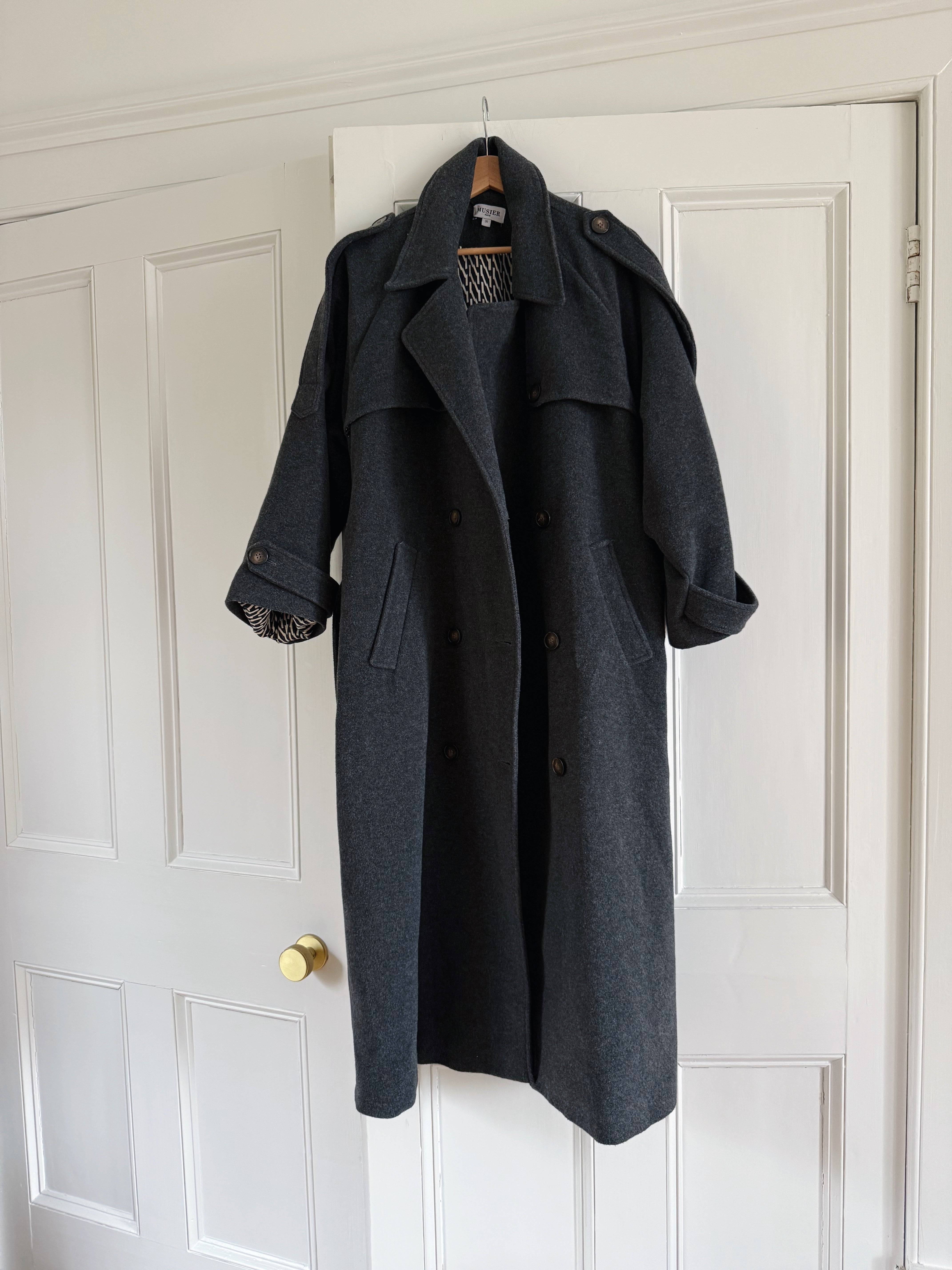 Musier Paris Gia wool blend long belted coat - shop at Palace of Nowhere