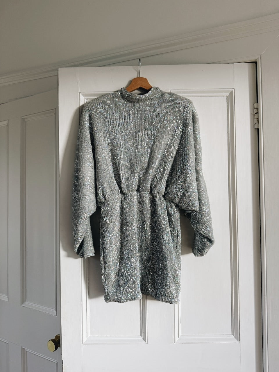NA-KD silver sequin batwing mini dress Palace of Nowhere
