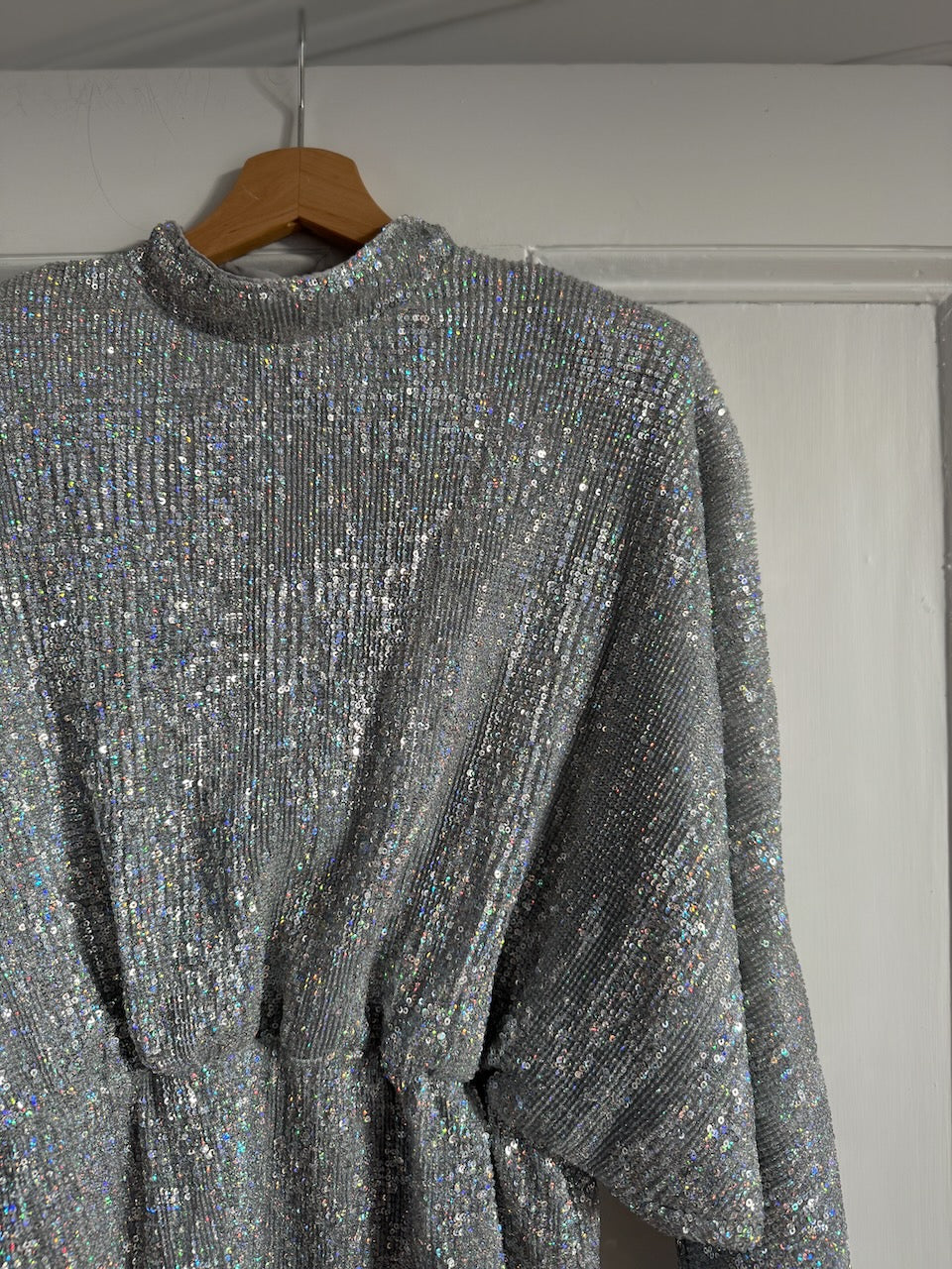 NA-KD silver sequin batwing mini dress Palace of Nowhere