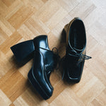 Nodaleto 'Bulla Babies' black leather lace up block heels 