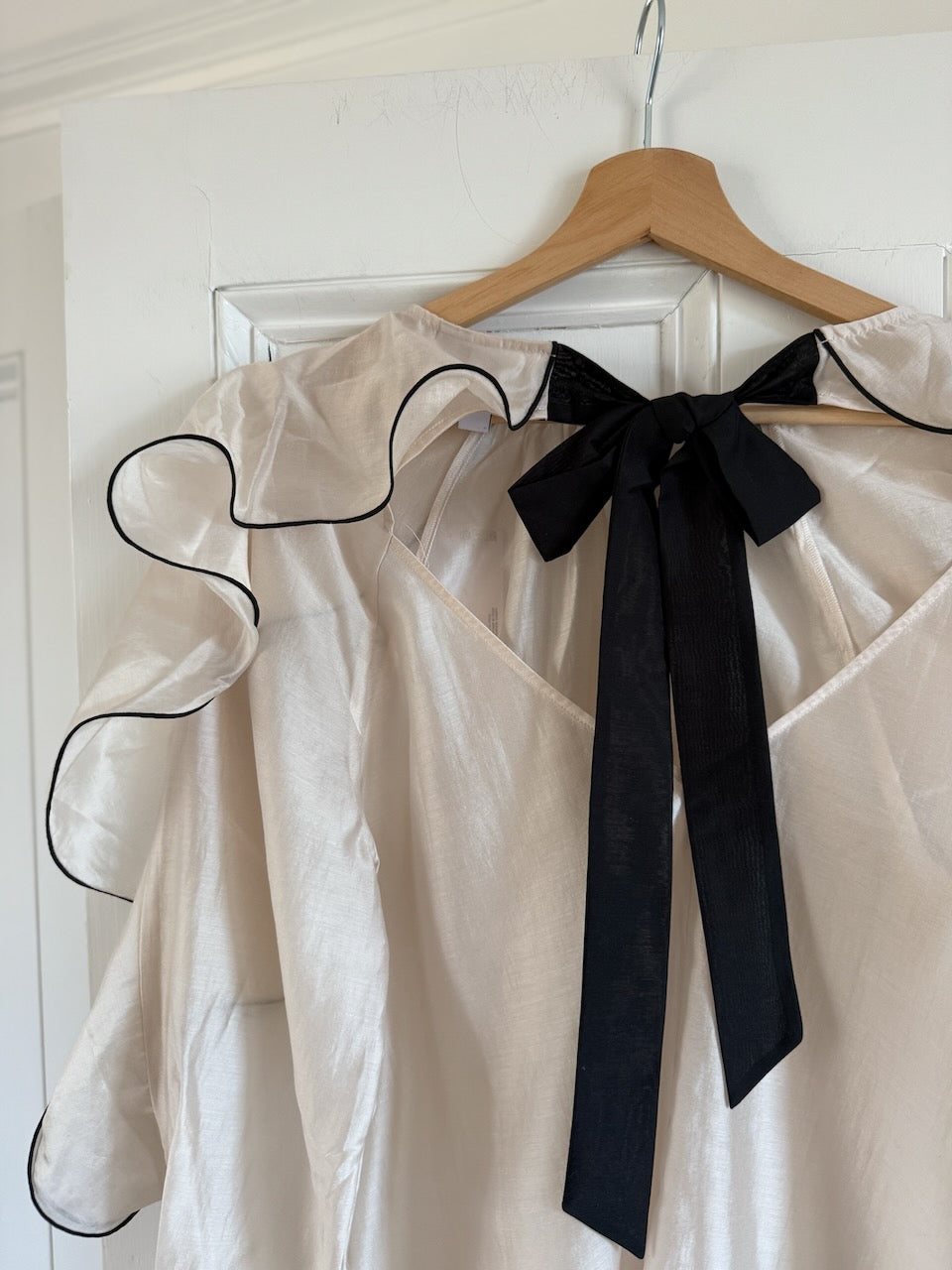 & Other Stories sheer ivory ruffle tie back blouse Palace of Nowhere