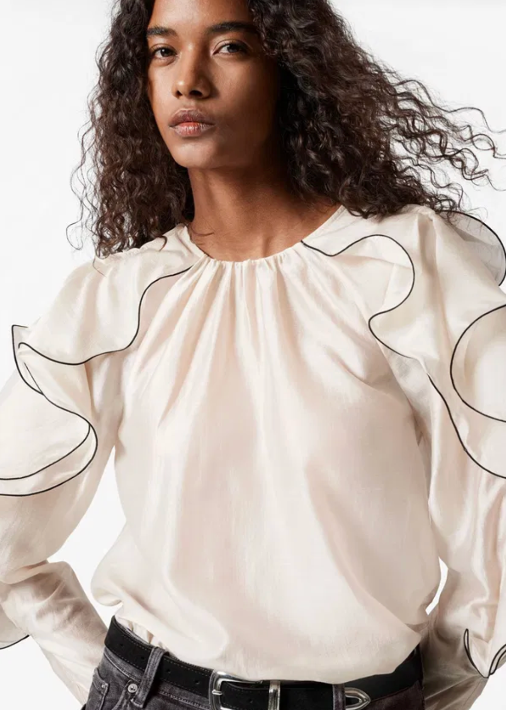 & Other Stories sheer ivory ruffle tie back blouse Palace of Nowhere