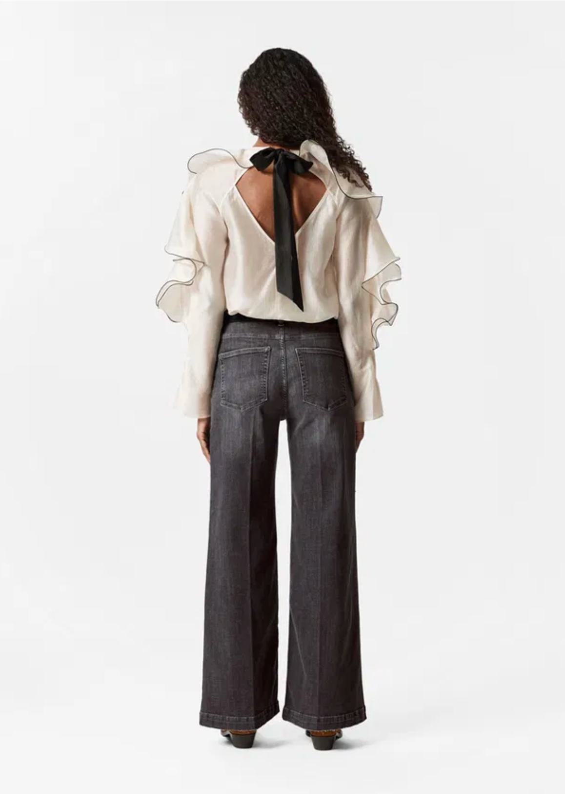 & Other Stories sheer ivory ruffle tie back blouse Palace of Nowhere