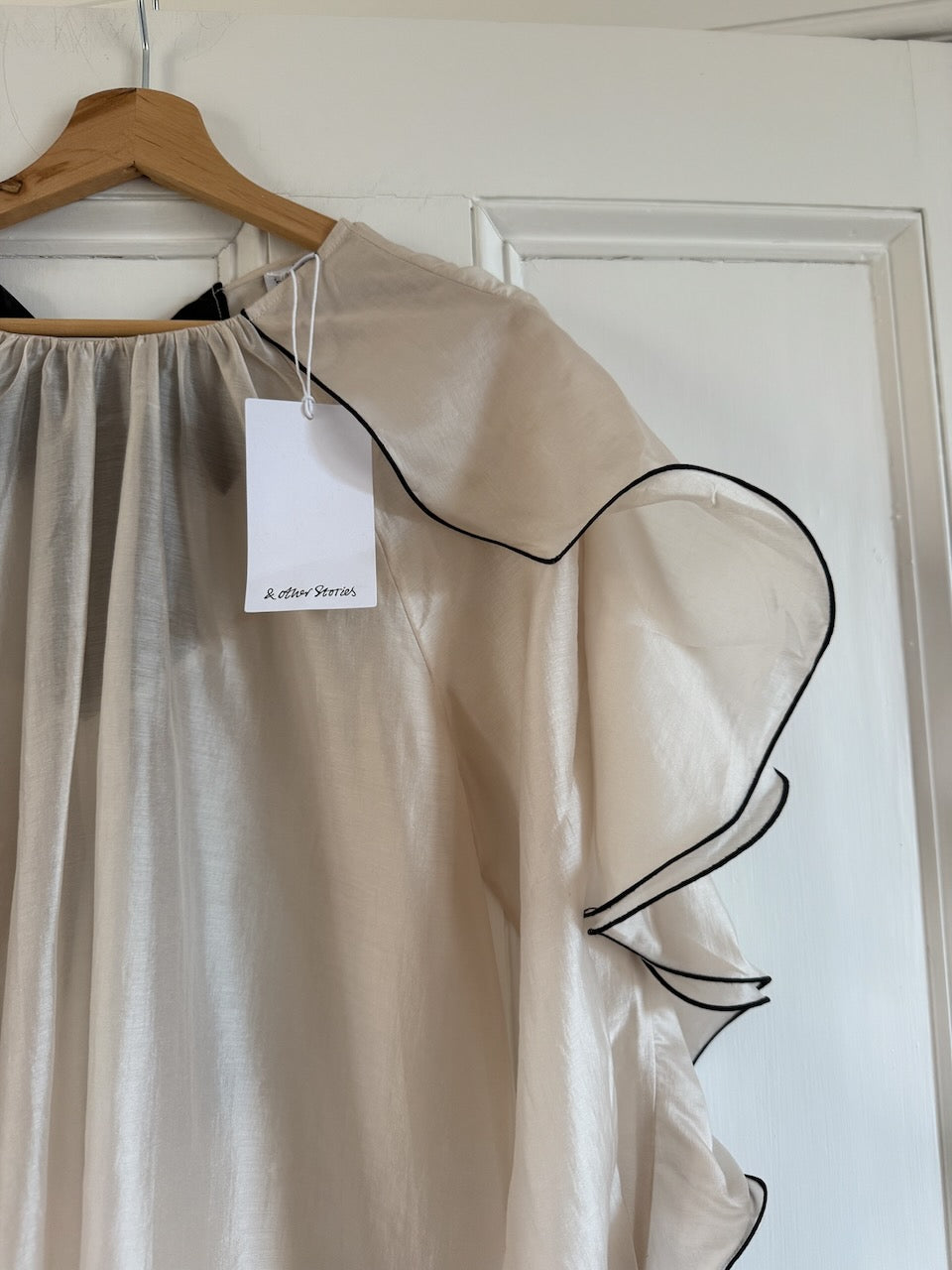 & Other Stories sheer ivory ruffle tie back blouse Palace of Nowhere
