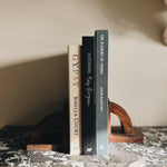 Pair of vintage art deco stained oak bookends Palace of Nowhere