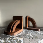 Pair of vintage art deco stained oak bookends Palace of Nowhere