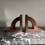 Pair of vintage art deco stained oak bookends Palace of Nowhere