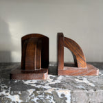 Pair of vintage art deco stained oak bookends Palace of Nowhere