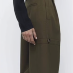 Zara khaki wool blend straight leg pants available at Palace of Nowhere