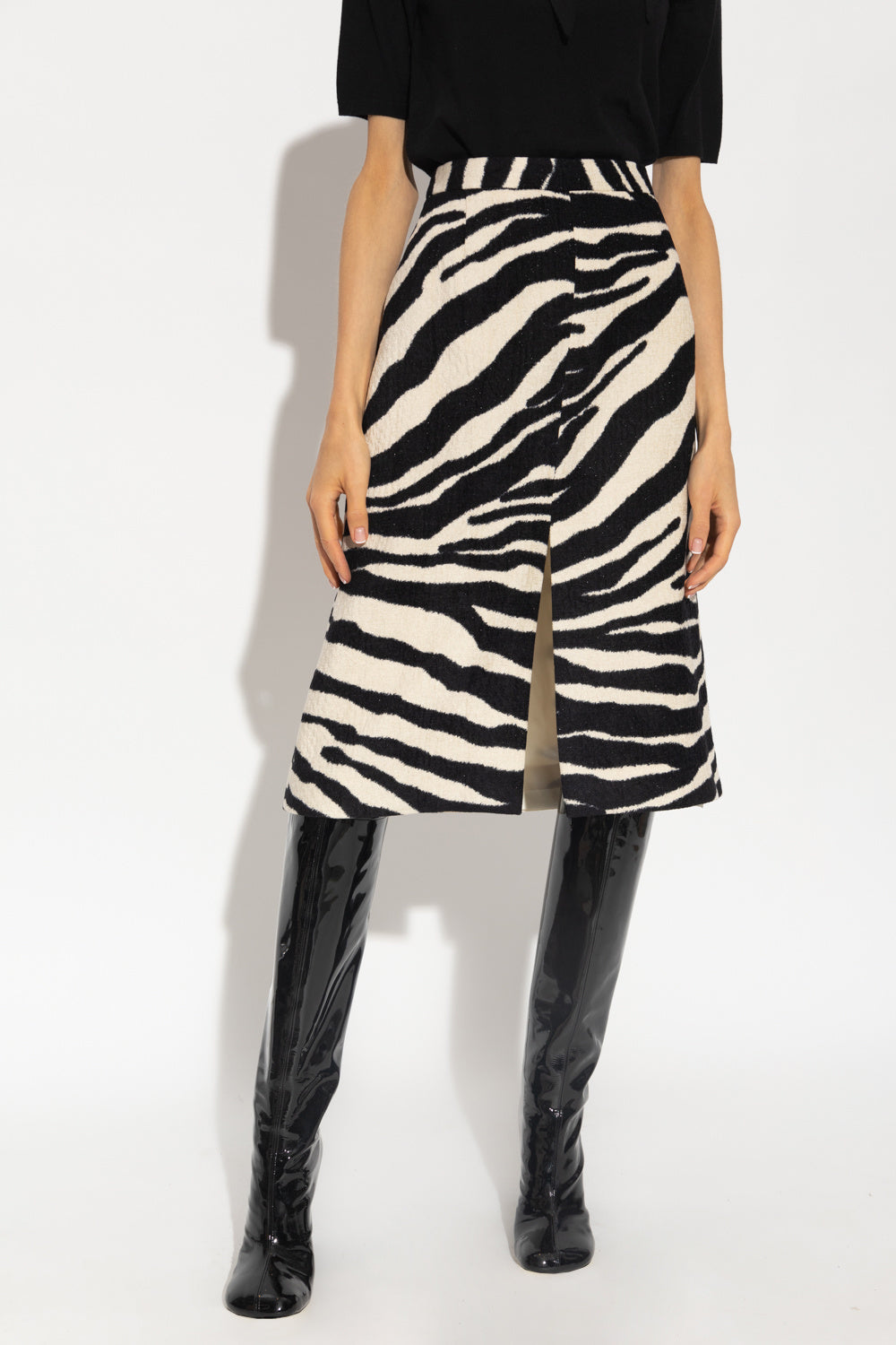 Dries van Noten 'Shea' zebra print chenille midi skirt at Palace of Nowhere