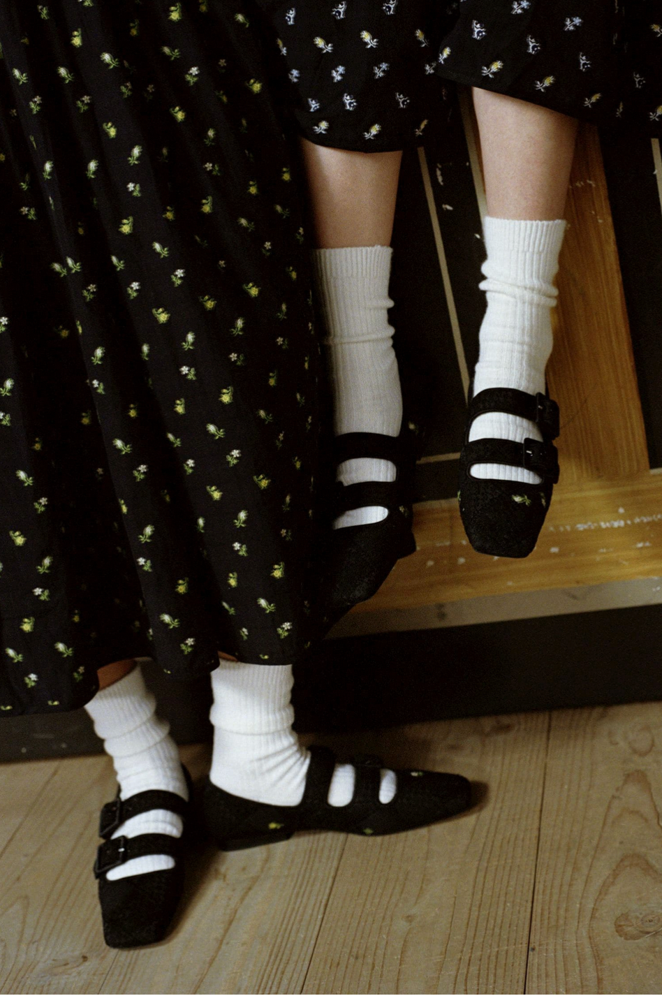 Cecilie Bahnsen x Charles & Keith quilted satin Dahlia Mary Janes 