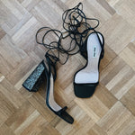 Miu Miu 'Venice Glitter' block heel ankle tie heels Palace of Nowhere