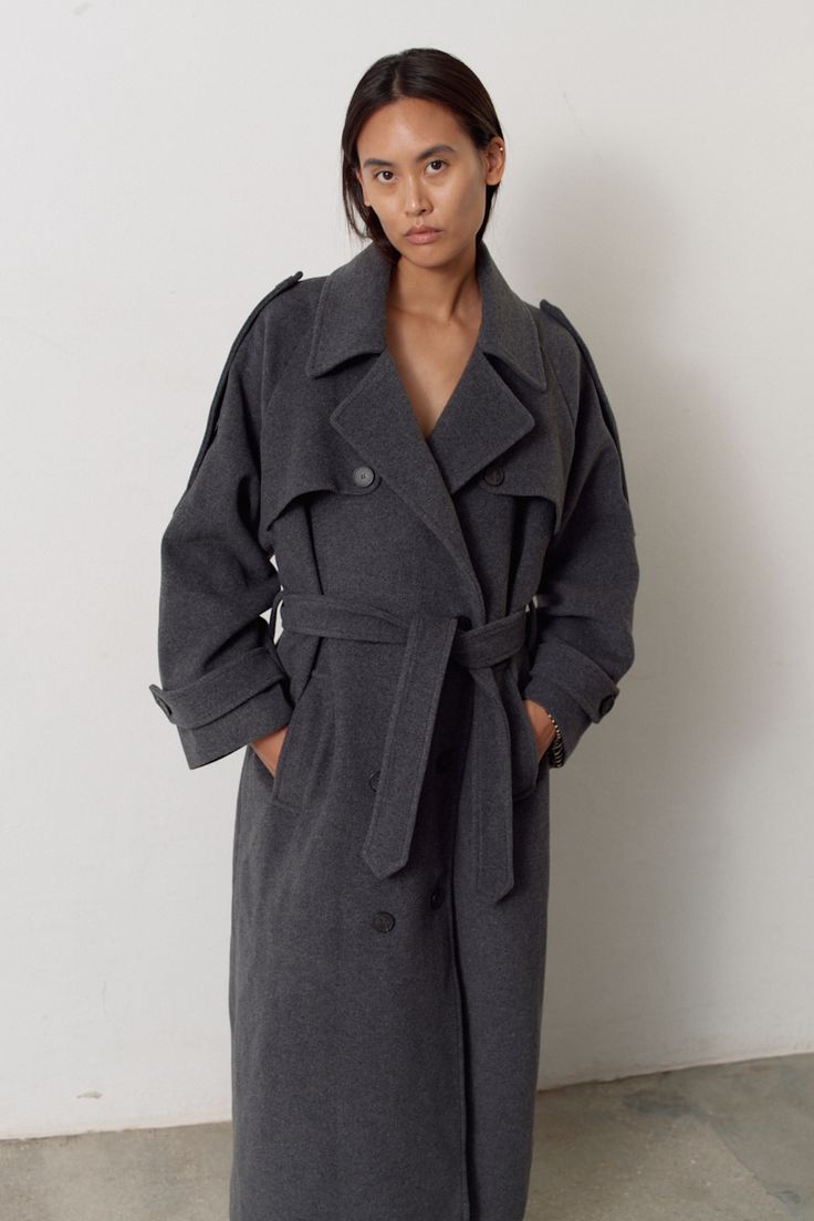 Musier Paris Gia wool blend long belted coat - shop at Palace of Nowhere
