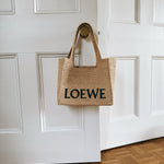 Loewe braided straw & leather tote bag