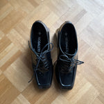 Nodaleto 'Bulla Babies' black leather lace up block heels 