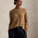 Polo Ralph Lauren beige cable knit cashmere jumper 