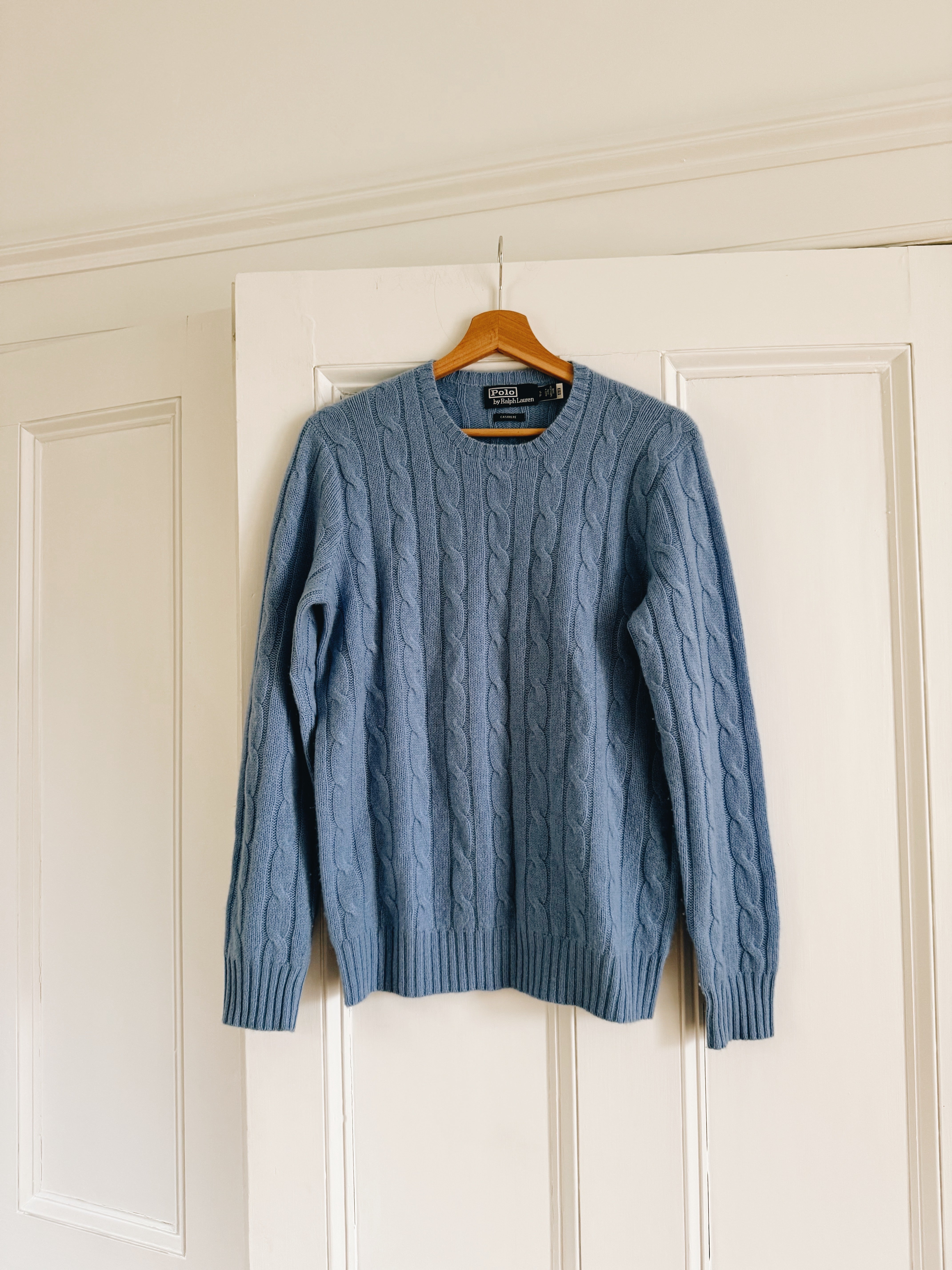 Polo Ralph Lauren cornflower blue cable knit cashmere jumper