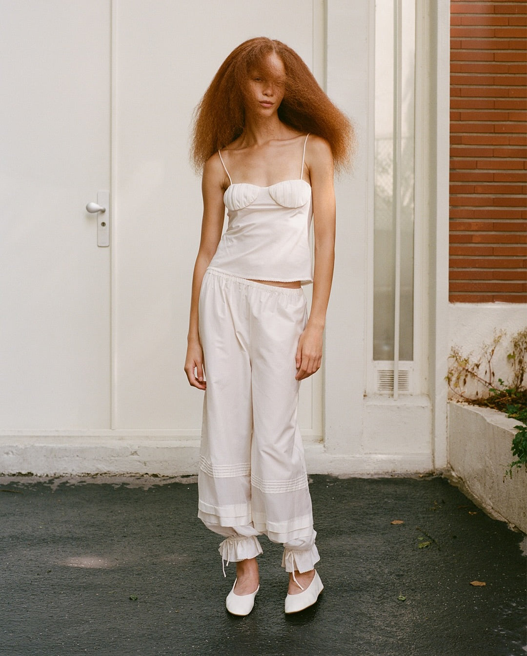 Posse ivory cotton/ silk blend 'Pearl' pants Palace of Nowhere