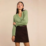 Rouje Enis sage green merino blend cable ribbed jumper sweater at Palace of Nowhere