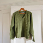 Rouje Enis sage green merino blend cable ribbed jumper sweater at Palace of Nowhere