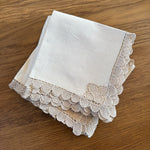 Set of 8 x vintage 1940s hand-crocheted lace edged napkins Palace of Nowhere